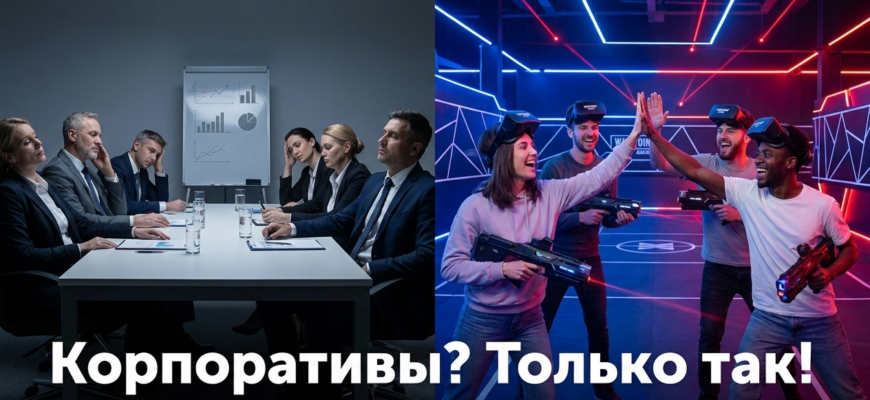 Команда на тимбилдинге в Пензе, участвующая в корпоративных развлечениях, отражающих новые тренды.